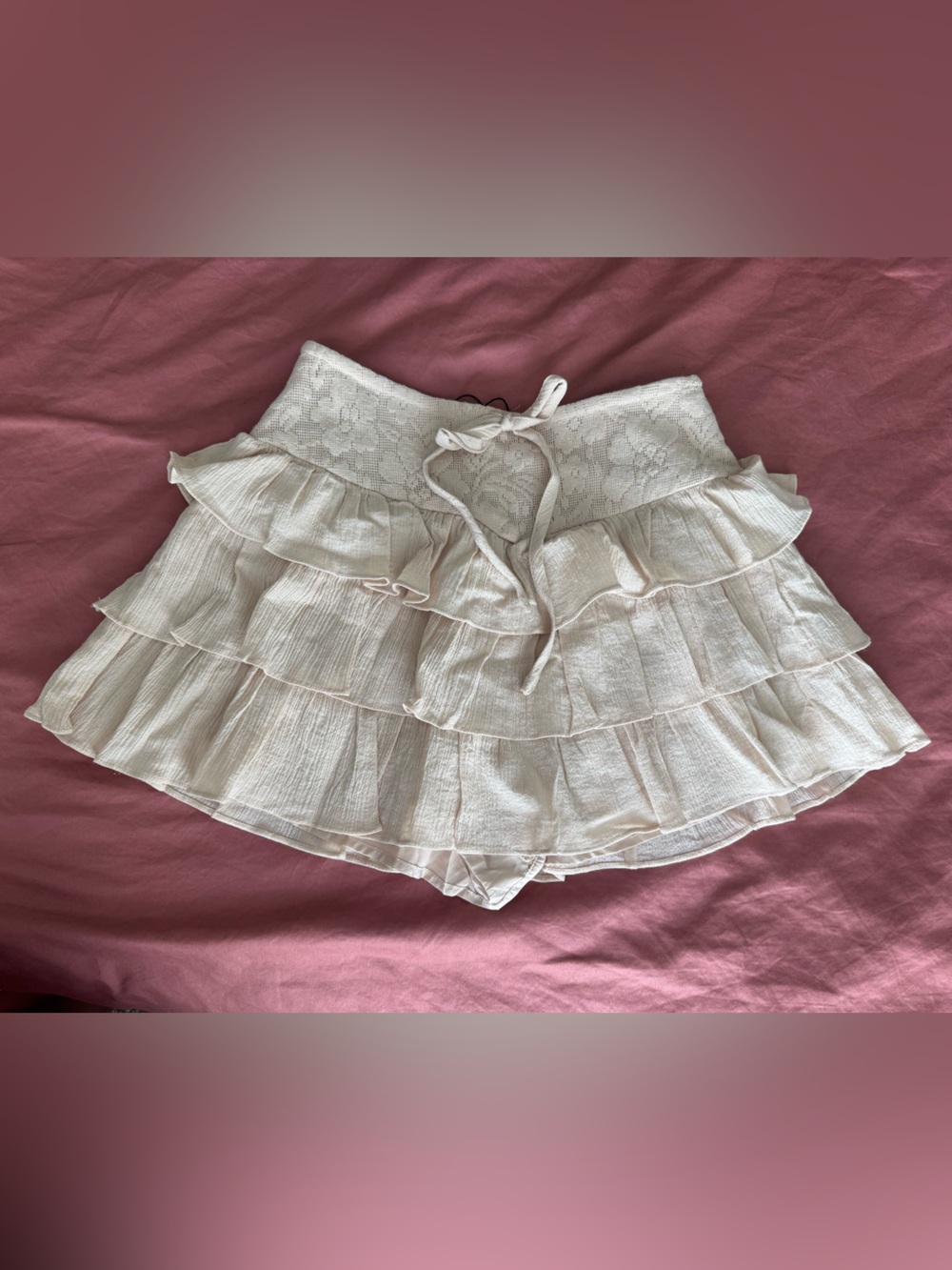 NWT Mustard Seed Tan Tiered Ruffle Lace Skirt